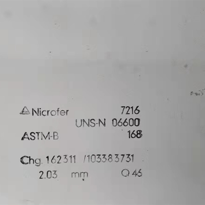 Νικέλιο Inconel 600 κραμάτων ASTM B166 πιάτο/Hastelloy 600 φύλλο